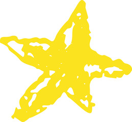Wall Mural - abstract yellow star illustration. crayon chalk doodle with rough texture. child's hand-drawn look f