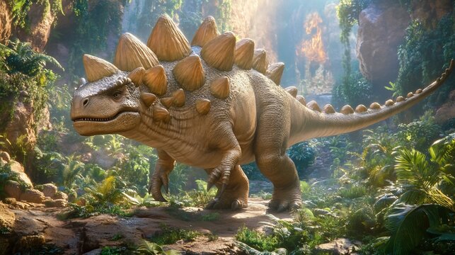 Ankylosaurus in Prehistoric Jungle: A Digital Masterpiece
