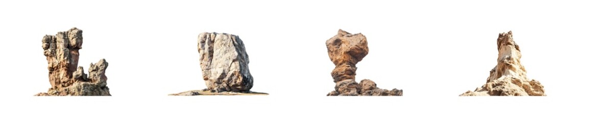 Poster - Set of stylized rock formations in a digital art piece. isolated on transparent background