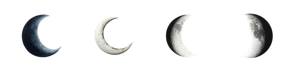 Poster - set of Multiple celestial bodies, displayed in shades of color. isolated on transparent background