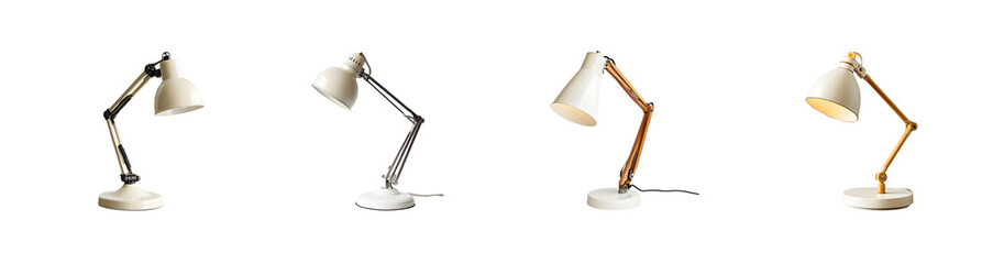 Poster - Multiple adjustable desk lamps in a digital art piece isolated on transparent background
