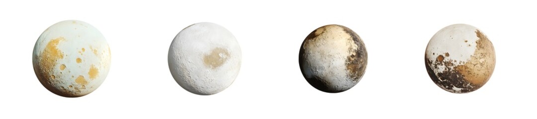 Poster - set of Close-up view of three different fungal colonies. isolated on transparent background