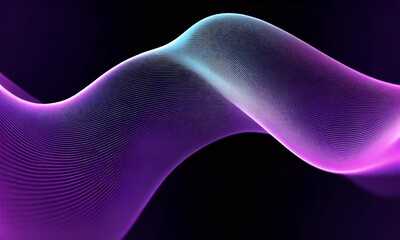 Fototapete - Abstract purple and blue gradient background with a wavy shape, glowing lines, and a futuristic design vector presentation template on a black color background.