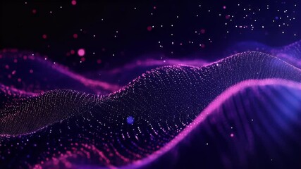 Fototapete -  A purple gradient background with glowing lines, a high-tech feel, dark blue and black tones, with some light particles floating in the air.