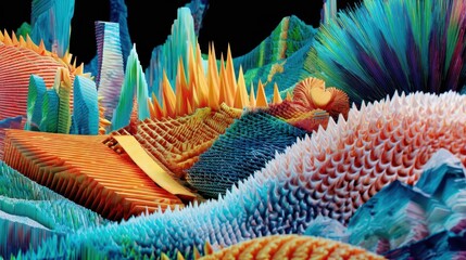 Poster - Vibrant, abstract landscape of textured forms.