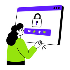 Canvas Print - A hand drawn style illustration of secure login
