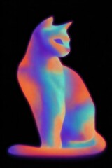 Poster - Vibrant, stylized rendering of a seated feline figure.
