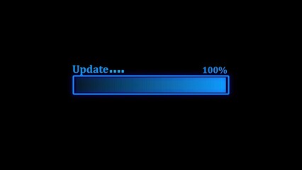 Fototapete - Progress bar showing 100 percent completion of a software update displayed against a black background representing a system upgrade process