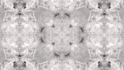 Poster - Abstract symmetrical stone texture pattern featuring a repeating kaleidoscopic design in various shades of gray evoking a sense of natural beauty.