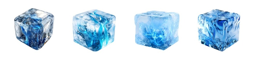 Fototapete - Multiple ice cubes in a digital display. isolated on transparent background
