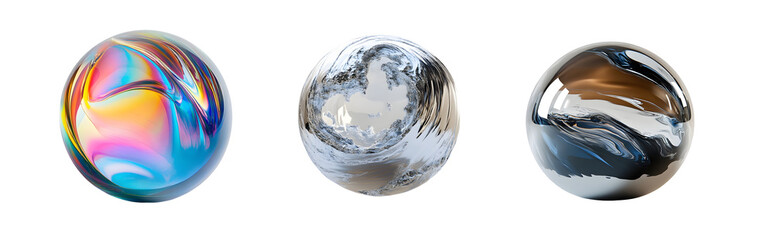 Poster - set of Multicolored sphere designs in abstract patterns. isolated on transparent background