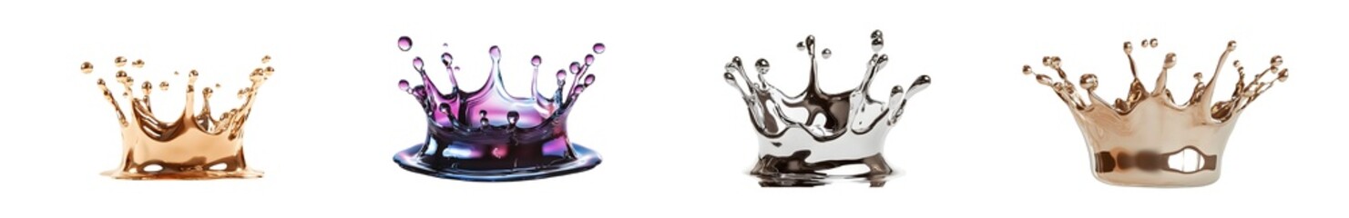 Fototapete - set of stylized decorative crown-like objects in various colors. isolated on transparent background