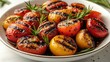 © Junaed Ahamed Sakib - A plate of grilled tomatoes with rosemary sprigs on a white surface close up