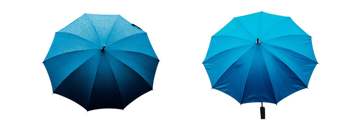 Poster - Two vibrant blue umbrellas against a backdrop. isolated on transparent background