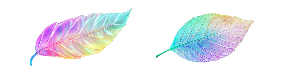 Fototapete - set of Vibrant, multicolored leaves design. isolated on transparent background