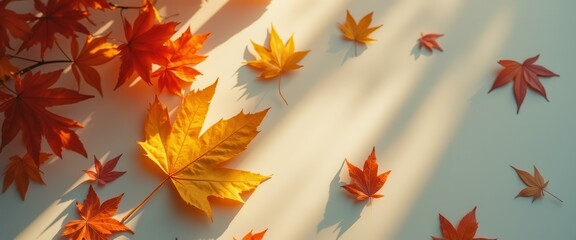 Poster - Autumn Leaves in Sunlight - A Scenic Overhead View of Colorful Fall Foliage