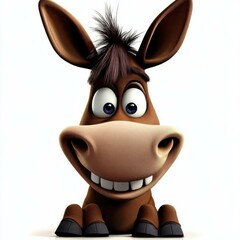 Poster - Animated Brown Donkey with Big Smile and Large Teeth: A Whimsical 3D Character Portrait