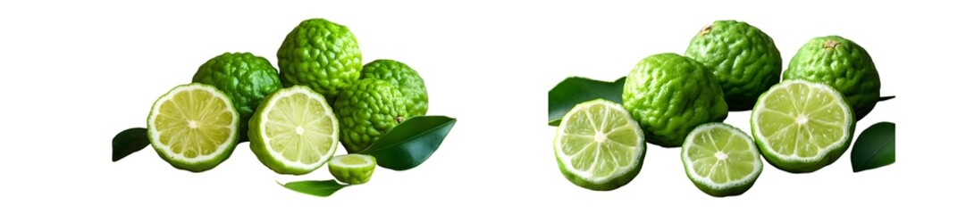 Poster - Close-up view of fresh bergamot citrus fruits. isolated on transparent background