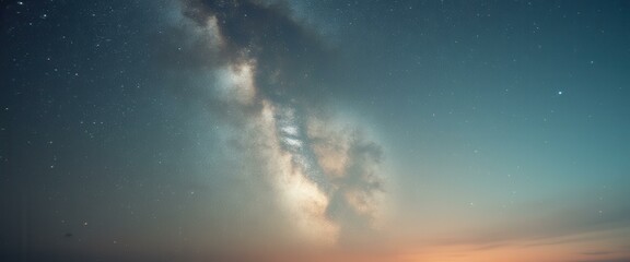 Poster - Stunning Milky Way Displaying Celestial Grandeur and Cosmic Beauty in a Dark Blue Night Sky