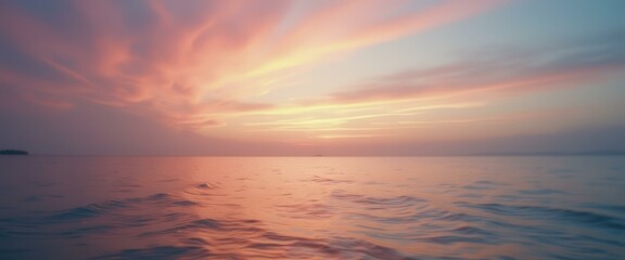 Poster - Serene Ocean View at Sunset with Vibrant Clouds and Gentle Waves