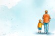 © zhao - Fathers' Day card with cute watercolor sketch illustration of dad with son standing together, copy space for poster or social media. High quality