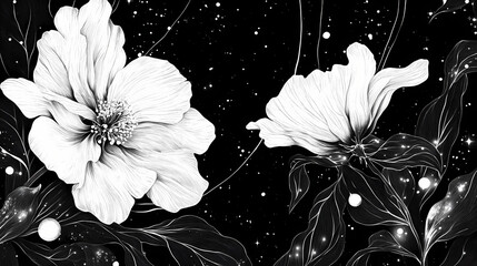 celestial flower bloom. [inverted nature] | nebula grove | cosmic flower. illustration