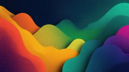 Poster - Colorful abstract textured landscape design with layered shapes.