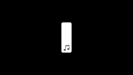 Poster - Simple music logo illustration featuring a white rectangle with rounded corners and a music note on a black background for various creative purposes.