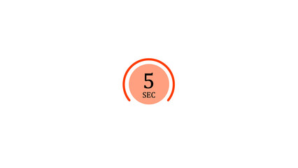 Poster - A simple design with a timer indicating five seconds with a circle and a semicircle in a light orange hue over a white background.