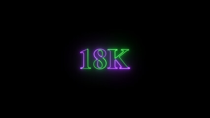Aufkleber - Illuminated neon 18k text rendering in vivid purple and green glowing against a contrasting black background suitable for a variety of design projects.