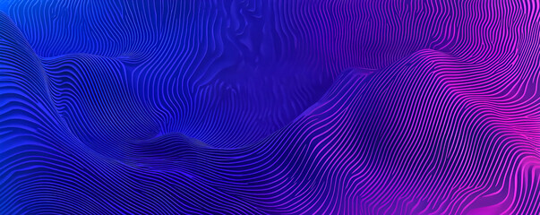 Poster - Abstract gradient waveform digital art with wavy lines and modern background in blue and purple tones