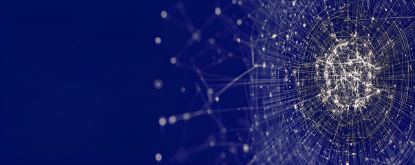 Aufkleber - Abstract network connection design representing digital data flow with blue background