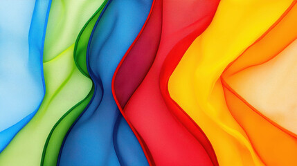 Poster - Vibrant Silk Fabrics Draped in Waves of Colorful Textures and Sheer Designs