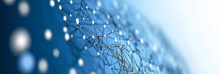 Aufkleber - Abstract network structure visualization of connectivity representing data communication and global interconnection against blue background
