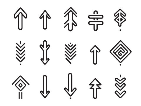 Minimalist upward arrow line art vector graphic design