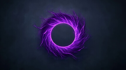 Poster - Vibrant Purple Energy Circle with Lightning Effect Against Dark Background