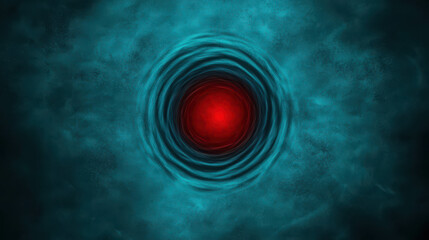 Poster - Abstract Circular Pattern with Red Center and Blue Tones in Background for Creative Design