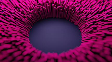 Fototapete - Vibrant Abstract Background with Pink 3D Geometric Shapes Forming Circular Pattern