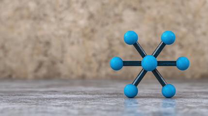 Poster - Blue model with geometric shape on textured background representing innovation and creativity