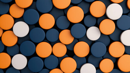 Aufkleber - Colorful Circles in Blue, Orange, and White Arrangement on a Flat Surface for Creative Use