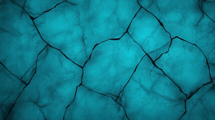 Poster - Cracked Turquoise Texture with Blue Undertones and Dark Veins for Abstract Background Design