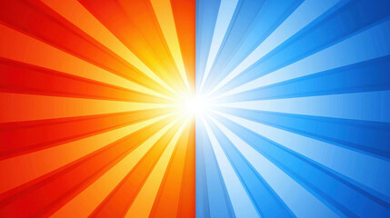 Aufkleber - Radiant Sunburst Background with Warm Orange and Cool Blue Contrast for Dynamic Designs