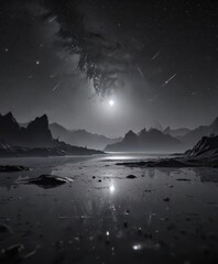 Wall Mural - Ink-black expanse, diamond-dust scattering of stars; tranquil celestial scene , Night,  galaxy,  nebula