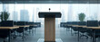 © Parsudi - Empty Modern Conference Room With Podium And City View