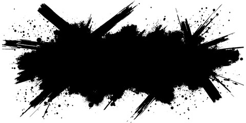 Poster - vector black grunge texture splashes blotter spots black liquid paint splash or ink splatter