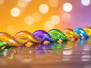 Fototapete - Rainbow Swirls with Glitter Reflection on Shiny Surface
