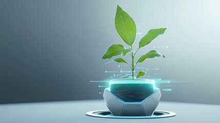 Aufkleber - Futuristic plant technology growth innovation green digital modern clean hope