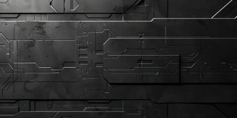 Wall Mural - sci-fi wall lines simple game texture futuristic dark black light skyline space digital modern steel
