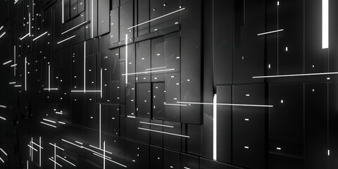 Wall Mural - sci-fi wall lines simple game texture futuristic dark black light skyline space digital modern steel