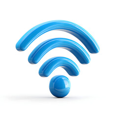 Poster - 3d style blue wifi symbol with shiny finish, displayed on white background for clear and simple repr